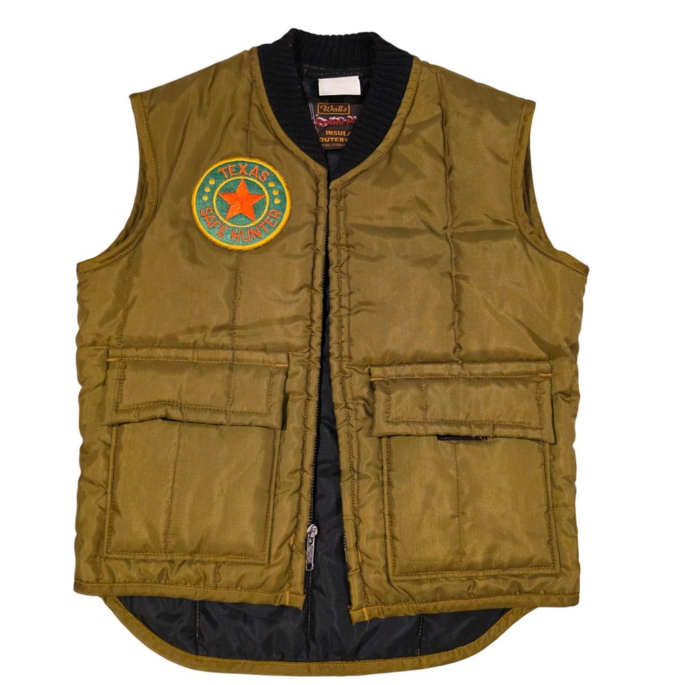 Vintage Walls Blizzard-Pruf Puffer Vest Brown Texas Safe Hunter Small XS USA